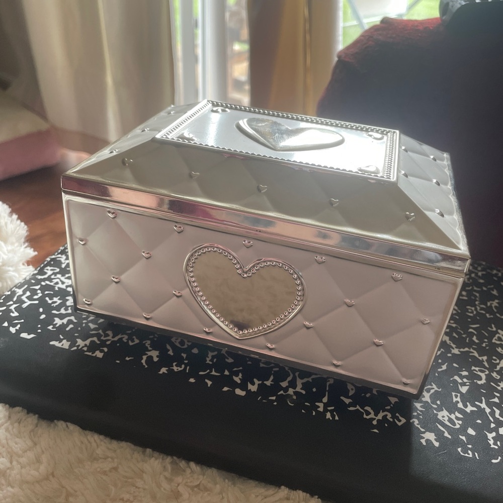 Elegant Silver and White Storage Box